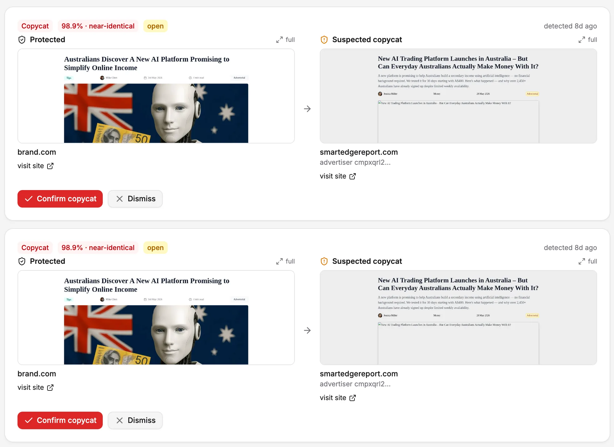 OpenAdLibrary Brand Protection clone comparison